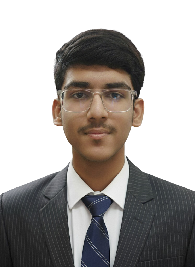 Vaishnav Upadhyay formal business portrait - Founder of Infrona - professional CEO photo in pinstripe suit and tie